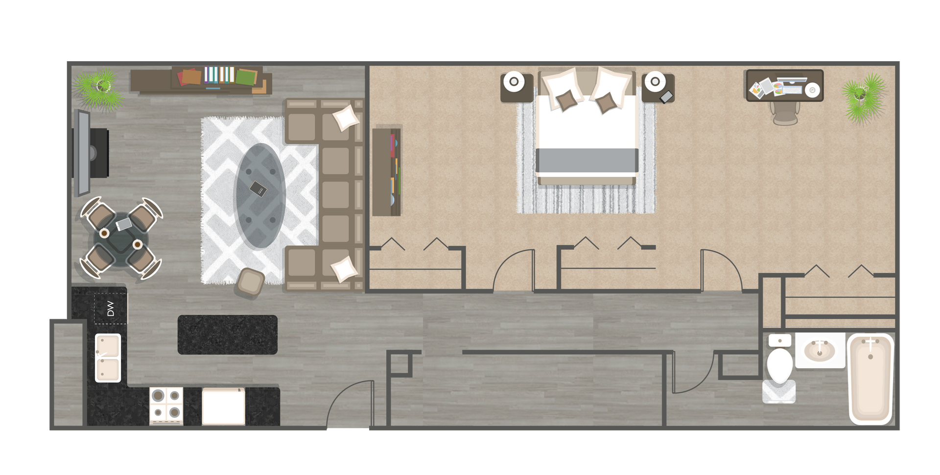One Bedroom One Bath - The Anderson floor plan